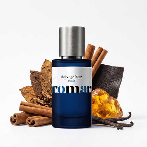 Aromara Solvage Noir Extrait perfume bottle with cinnamon, tobacco and amber