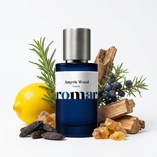 Amyris Wood 35% Extrait perfume by Aromara, inspired by Maison Francis Kurkdjian Amyris Homme. Lemon, rosemary, juniper, amyris wood, tonka, amber. UK-made dupe, 7+ hour wear.