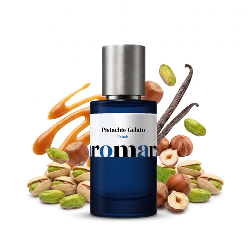 Pistachio Gelato 35% Extrait perfume by Aromara, inspired by Kayali Pistachio Gelato. Pistachio, hazelnut, caramel, jasmine, vanilla, sandalwood. UK-made dupe, 7+ hour wear.
