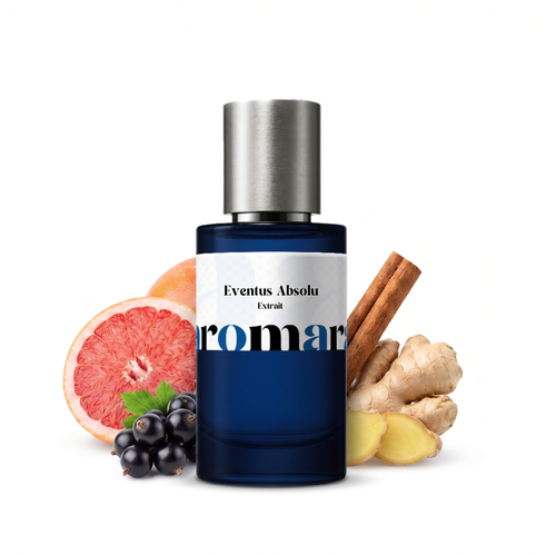 Eventus Absolu 35% Extrait perfume by Aromara, inspired by Creed Aventus Absolu. Grapefruit, bergamot, blackcurrant, ginger, cinnamon, patchouli, vetiver. UK-made dupe, 7+ hour wear.
