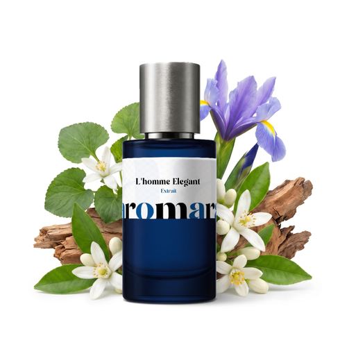 L'homme Elegant 35% Extrait perfume by Aromara, inspired by Prada L'Homme. Neroli, violet leaf, iris, geranium, cedarwood, patchouli, amber. UK-made dupe, 7+ hour wear.