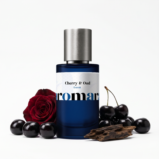 Cherry & Oud 35% Extrait perfume by Aromara, inspired by Guerlain Cherry Oud. Black cherry, rose, oud, patchouli, amber. UK-made dupe, 7+ hour wear.
