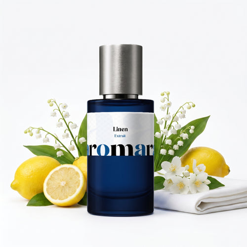 Linen 35% Extrait perfume by Aromara, inspired by Maison Francis Kurkdjian Aqua Universalis. Bergamot, Sicilian lemon, lily of the valley, jasmine, white musk, cedarwood. UK-made dupe, 7+ hour wear.