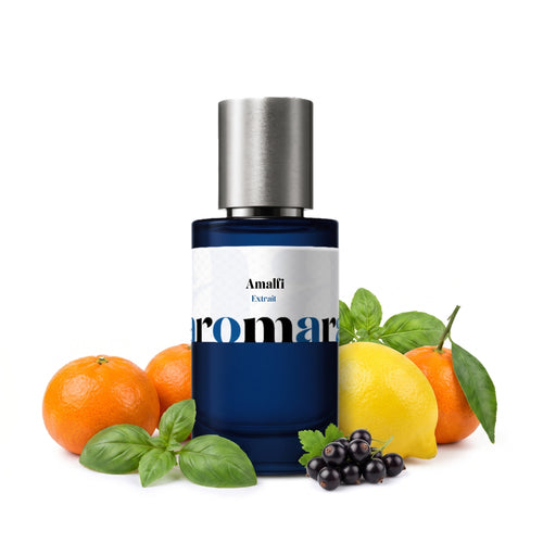 Amalfi 35% Extrait perfume by Aromara, inspired by Tom Ford Mandarino di Amalfi. Mandarin, lemon, blackcurrant, basil, jasmine, sandalwood, vetiver, musk. UK-made dupe, 7+ hour wear.