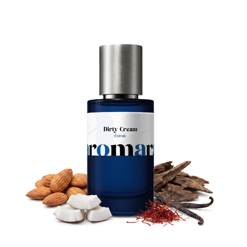 Dirty Cream 35% Extrait perfume by Aromara, inspired by Born to Stand Out Dirty Milk. Almond, coconut milk, oud, saffron, vanilla, ambroxan. UK-made dupe, 7+ hour wear.