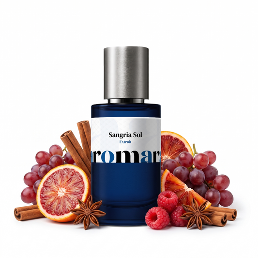 Sangria Sol 35% Extrait perfume by Aromara, inspired by Lorenzo Pazzaglia Sun-gria. Red wine, berries, cinnamon, vanilla. UK-made dupe, 7+ hour wear.