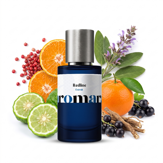 Redline 35% Extrait perfume by Aromara, inspired by Ex Nihilo Speed Legends. Bergamot, mandarin, pink pepper, clary sage, blackcurrant, vetiver, tonka bean. UK-made dupe, 7+ hour wear.