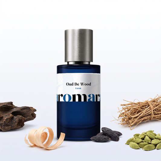 Oud De Wood 35% Extrait perfume by Aromara, inspired by Tom Ford Oud Wood. Oud wood, cardamom, sandalwood, vetiver, tonka bean. UK-made dupe, 7+ hour wear.