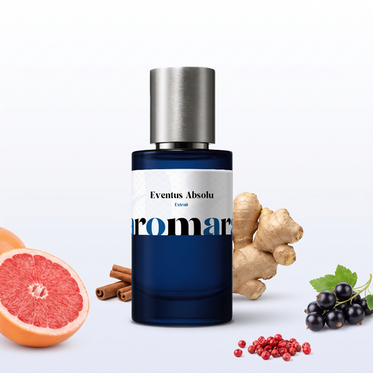 Eventus Absolu 35% Extrait perfume by Aromara, inspired by Creed Aventus Absolu. Grapefruit, blackcurrant, ginger, pink pepper, patchouli. UK-made dupe, 7+ hour wear.