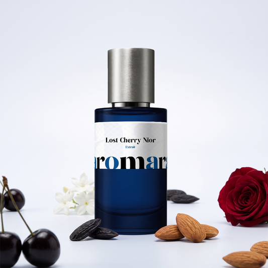 Lost Cherry Nior 35% Extrait perfume by Aromara, inspired by Tom Ford Lost Cherry. Black cherry, bitter almond, Turkish rose, jasmine sambac, tonka bean. UK-made dupe, 7+ hour wear.