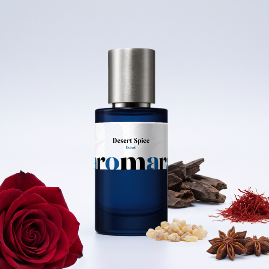 Desert Spice 35% Extrait perfume by Aromara, inspired by Penhaligon's Cairo. Rose, saffron, oud, frankincense, star anise. UK-made dupe, 7+ hour wear.