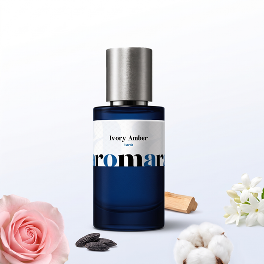 Ivory Amber 35% Extrait perfume by Aromara, inspired by Clive Christian Blonde Amber. Rose, jasmine, tonka bean, sandalwood, musk. UK-made dupe, 7+ hour wear.