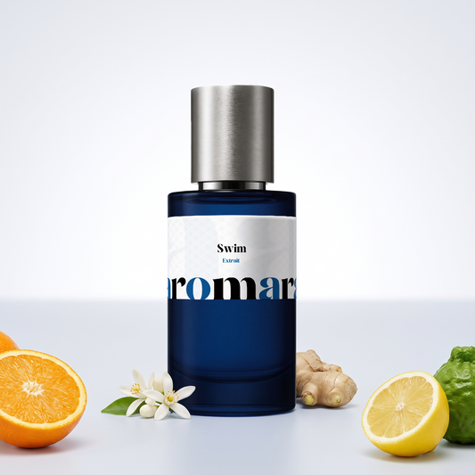 Swim 35% Extrait perfume by Aromara, inspired by Louis Vuitton Afternoon Swim. Orange, bergamot, lemon, ginger, neroli. UK-made dupe, 7+ hour wear.