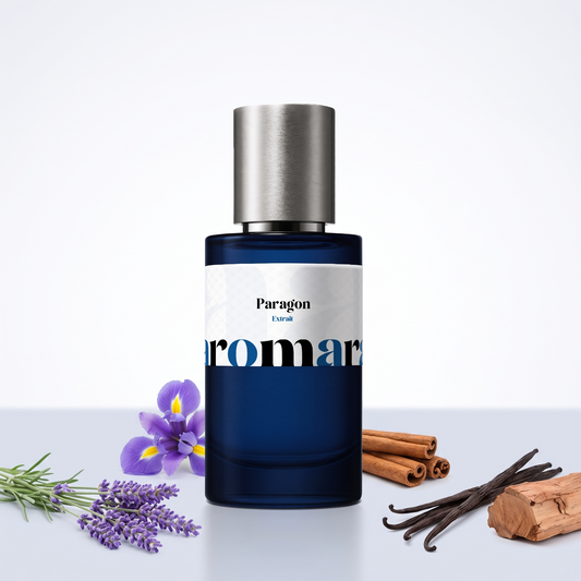 Paragon 35% Extrait perfume by Aromara, inspired by Prada Paradigme. Bergamot, lavender, iris, cinnamon, cedar. UK-made dupe, 7+ hour wear.