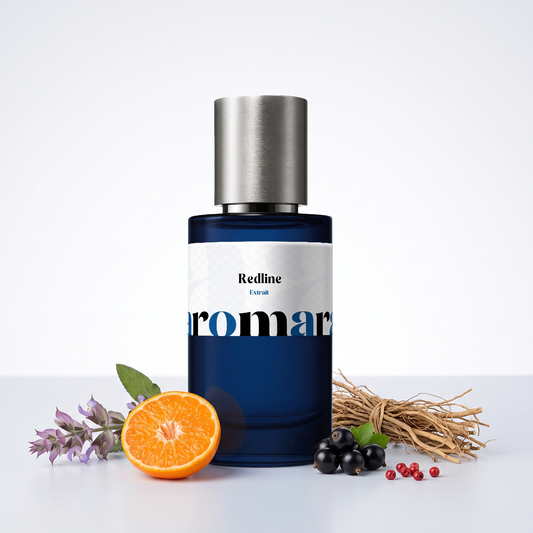 Redline 35% Extrait perfume by Aromara, inspired by Ex Nihilo Speed Legends. Mandarin, pink pepper, clary sage, blackcurrant, vetiver. UK-made dupe, 7+ hour wear.