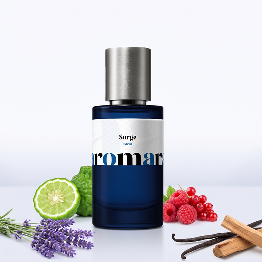 Surge 35% Extrait perfume by Aromara, inspired by Initio Wild Rush. Bergamot, lavender, red berries, vanilla, sandalwood. UK-made dupe, 7+ hour wear.