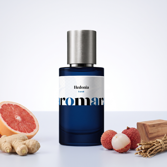 Hedonia 35% Extrait perfume by Aromara, inspired by Ex Nihilo The Hedonist Extrait. Grapefruit, ginger, lychee, cedarwood, vetiver. UK-made dupe, 7+ hour wear.