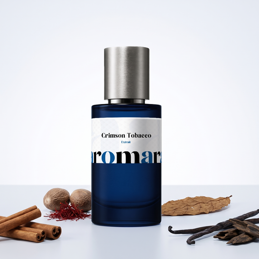 Crimson Tobacco 35% Extrait perfume by Aromara, inspired by Mancera Red Tobacco. Cinnamon, saffron, nutmeg, tobacco leaf, vanilla, oud. UK-made dupe, 7+ hour wear.