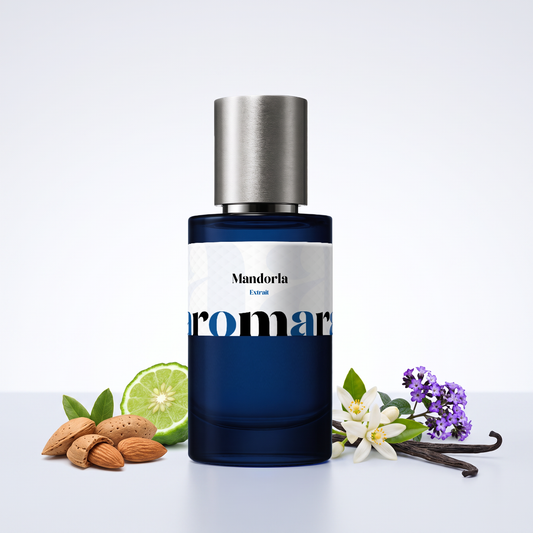 Mandorla 35% Extrait perfume by Aromara, inspired by Acqua di Parma Mandorlo di Sicilia. Sicilian almond, bergamot, orange blossom, heliotrope, vanilla. UK-made dupe, 7+ hour wear.