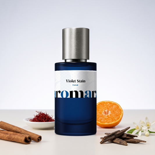 Violet Stain Extrait perfume by Aromara (up to 35%), inspired by BORNTOSTANDOUT Purple Stain. Saffron, cinnamon, caramel, vanilla, oud. UK-made dupe.