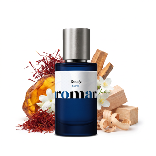 Rouge 35% Extrait perfume by Aromara, inspired by Maison Francis Kurkdjian Baccarat Rouge 540. Saffron, jasmine, amberwood, cedar. UK-made dupe, 7+ hour wear.