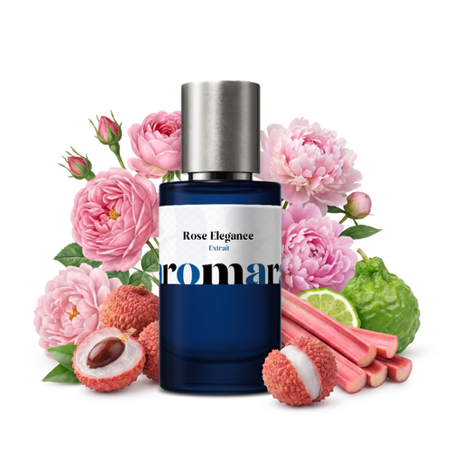 Rose Elegance 35% Extrait perfume by Aromara, inspired by Parfums de Marly Delina. Rhubarb, bergamot, lychee, Turkish rose, peony, vanilla, musk. UK-made dupe, 7+ hour wear.