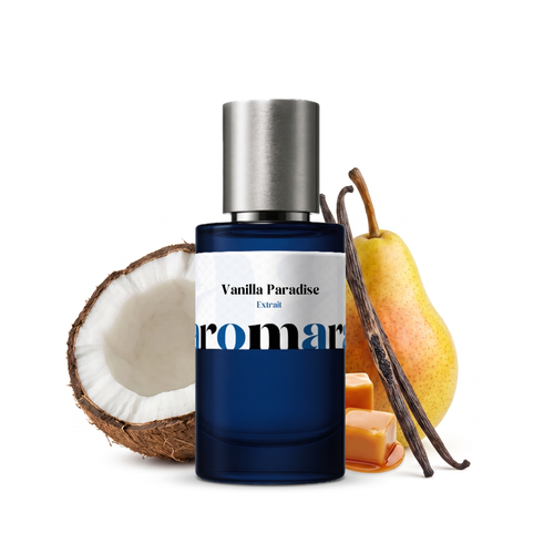 Vanilla Paradise 35% Extrait perfume by Aromara, inspired by Kayali Utopia Vanilla Coco 20. Coconut, pear, vanilla, tonka, sandalwood, caramel. UK-made dupe, 7+ hour wear.