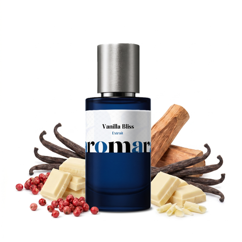 Vanilla Bliss 35% Extrait perfume by Aromara, inspired by Dior Vanilla Diorama. Pink pepper, vanilla, benzoin, tonka, sandalwood, white chocolate. UK-made dupe, 7+ hour wear.