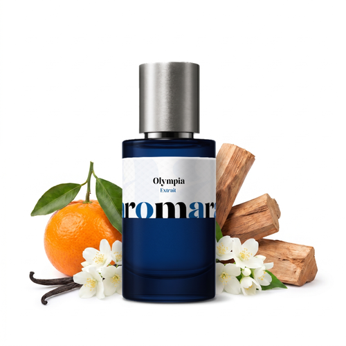 Olympia 35% Extrait perfume by Aromara, inspired by Paco Rabanne Olympea. Mandarin, water jasmine, ginger lily, salted vanilla, cashmere wood, sandalwood. UK-made dupe, 7+ hour wear.