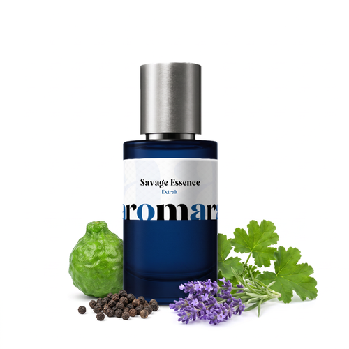 Savage Essence 35% Extrait perfume by Aromara, inspired by Dior Sauvage. Bergamot, pepper, lavender, geranium, cedarwood, vetiver, ambroxan. UK-made dupe, 7+ hour wear.