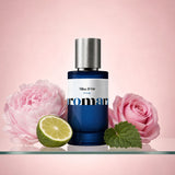 Miss DOr perfume bottle with pink peony, rose, bergamot and patchouli on pale pink gradient, feminine floral dupe by Aromara