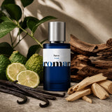 Savo by Aromara, 35% extrait perfume bottle with fresh bergamot, cedarwood, vanilla pods and white sandalwood