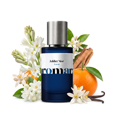 Addict Nior 35% Extrait perfume by Aromara, inspired by Dior Addict. Mandarin, orange blossom, jasmine, tuberose, vanilla. UK-made dupe, 7+ hour wear.