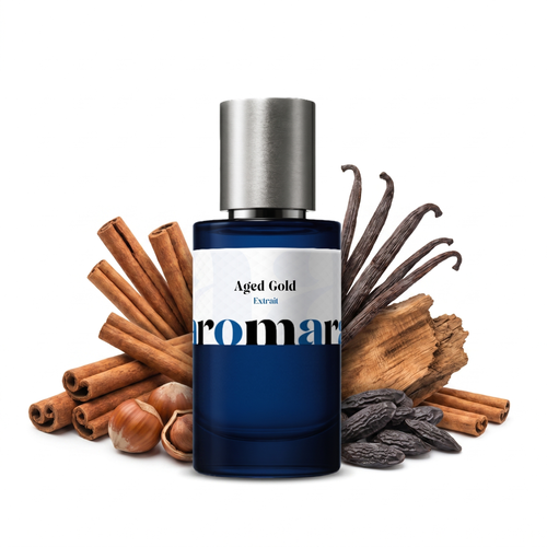 Aged Gold 35% Extrait perfume by Aromara, inspired by Kilian Angel's Share. Cognac, cinnamon, hazelnut, tonka, vanilla. UK-made dupe, 7+ hour wear.