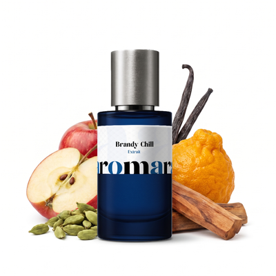 Brandy Chill 35% Extrait perfume by Aromara, inspired by Kilian Apple Brandy on the Rocks. Apple, cardamom, vanilla, sandalwood. UK-made dupe, 7+ hour wear.