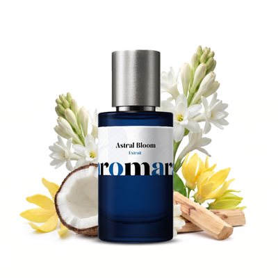 Astral Bloom 35% Extrait perfume by Aromara, inspired by Maison Crivelli Tubereuse Astrale. Tuberose, coconut, ylang-ylang, sandalwood, tonka. UK-made dupe, 7+ hour wear.