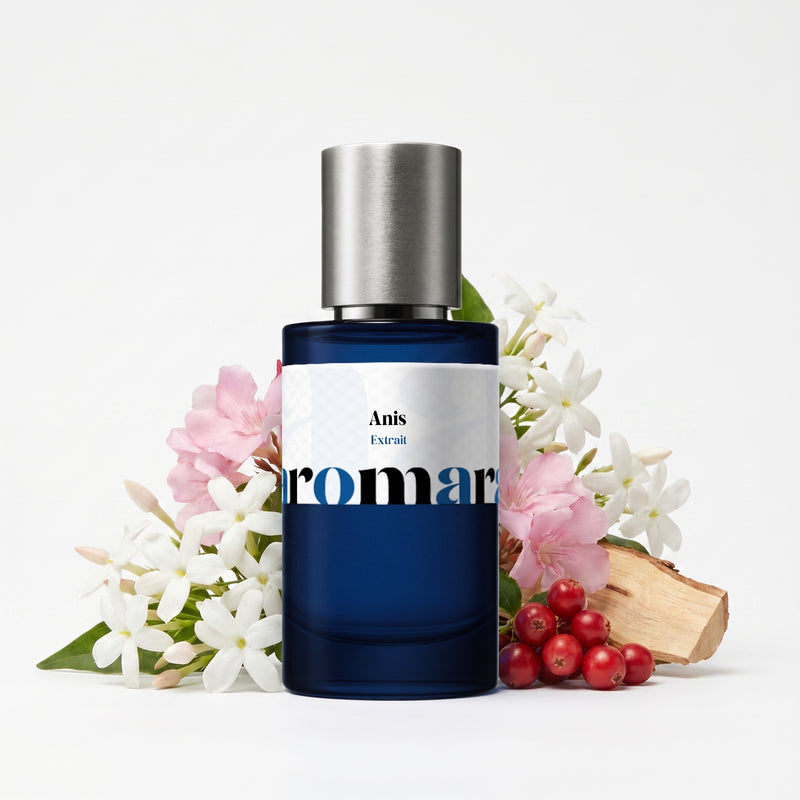 Anis 35% Extrait perfume by Aromara, inspired by Nishane Ani. Jasmine, fruity notes, cedarwood, soft musk. UK-made dupe, 7+ hour wear.