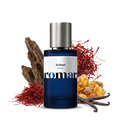 Ardour 35% Extrait perfume by Aromara, inspired by Boadicea the Victorious Ardent. Saffron, oud, amber, vanilla, dark musk. UK-made dupe, 7+ hour wear.