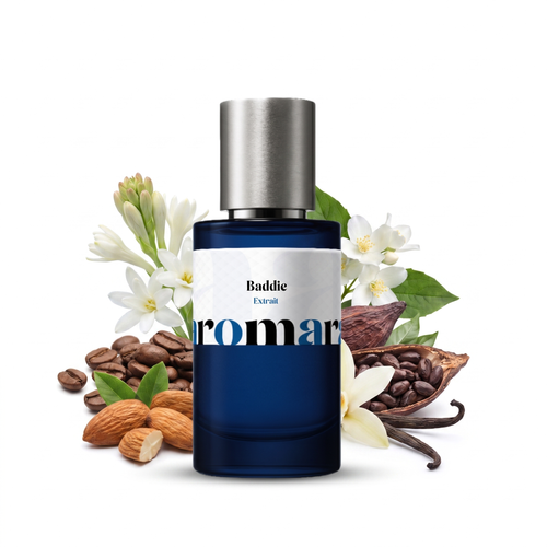 Baddie 35% Extrait perfume by Aromara, inspired by Carolina Herrera Good Girl. Almond, coffee, jasmine, tuberose, tonka, cacao, vanilla. UK-made dupe, 7+ hour wear.