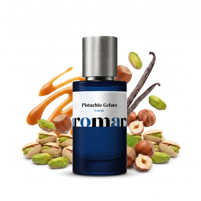 Pistachio Gelato 35% Extrait perfume by Aromara, inspired by Kayali Pistachio Gelato. Pistachio, hazelnut, caramel, jasmine, vanilla, sandalwood. UK-made dupe, 7+ hour wear.