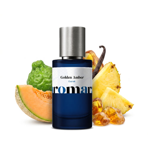 Golden Amber 35% Extrait perfume by Aromara, inspired by Al Haramain Amber Oud Gold Edition. Bergamot, melon, pineapple, amber, vanilla, musk. UK-made dupe, 7+ hour wear.