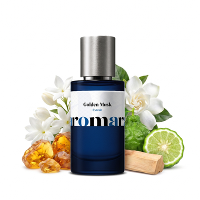 Golden Musk 35% Extrait perfume by Aromara, inspired by Arabian Oud Golden Musk. Soft citrus, clean florals, amber, musk, woods. UK-made dupe, 7+ hour wear.