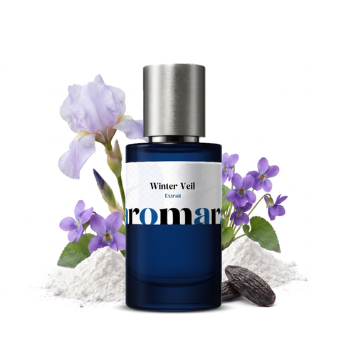 Winter Veil 35% Extrait perfume by Aromara, inspired by Lorenzo Villoresi Teint de Neige. Iris, violet, heliotrope, tonka bean, soft musk. UK-made dupe, 7+ hour wear.