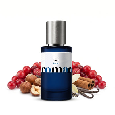 Savo 35% Extrait perfume by Aromara, inspired by Gissah Sava. Red berries, citrus, praline, cinnamon, orris, vanilla, amber. UK-made dupe, 7+ hour wear.