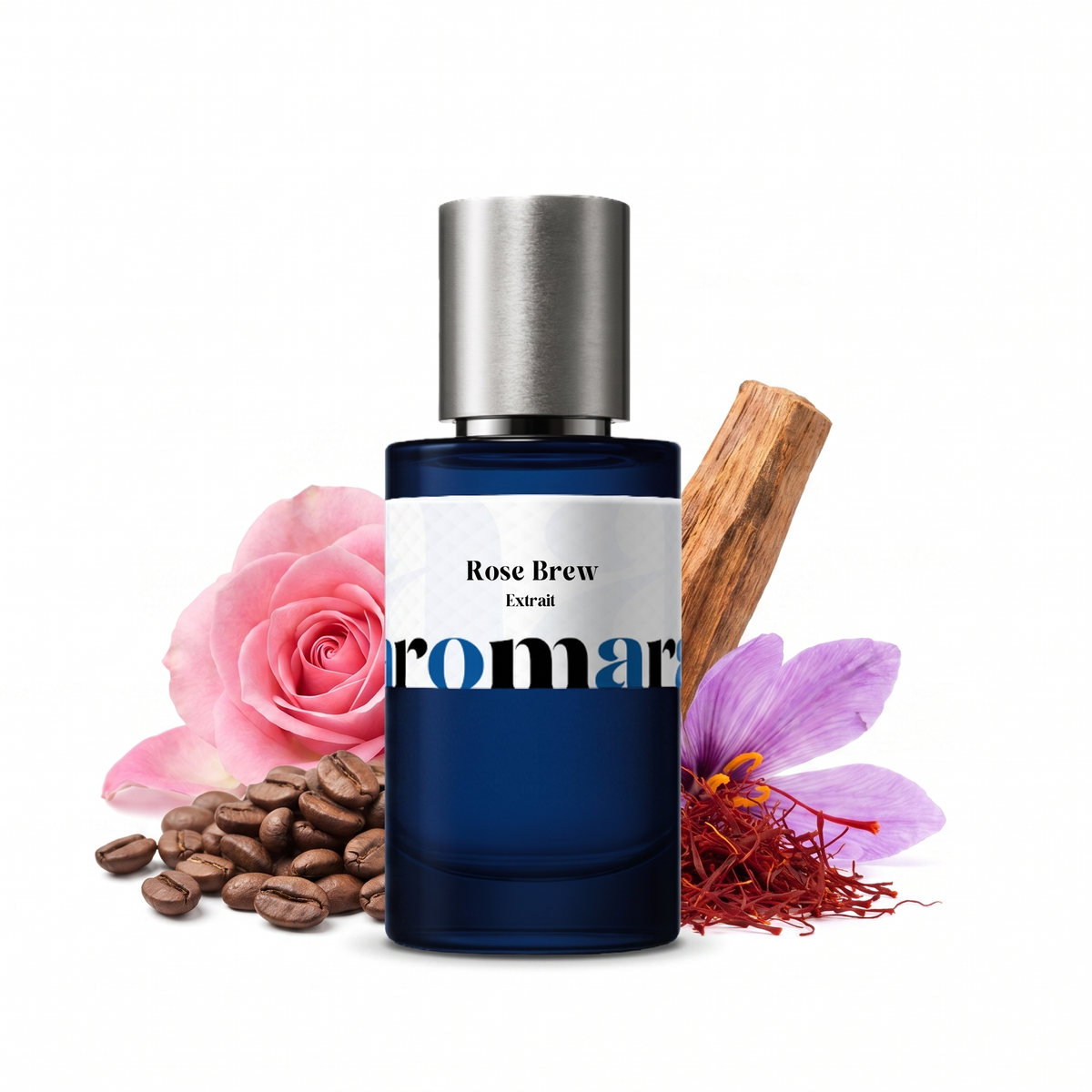 Rose Brew 35% Extrait perfume by Aromara, inspired by Tom Ford Cafe Rose. Saffron, black pepper, damask rose, coffee, patchouli, sandalwood, amber. UK-made dupe, 7+ hour wear.