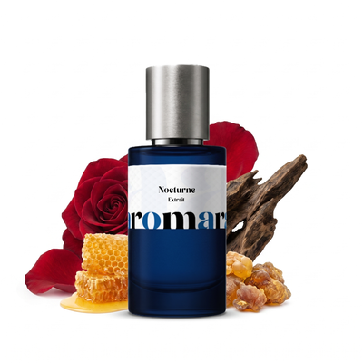 Nocturne 35% Extrait perfume by Aromara, inspired by Frederic Malle The Night. Bergamot, rose, honey, oud, patchouli, amber. UK-made dupe, 7+ hour wear.