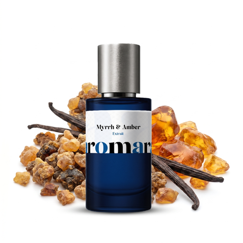 Myrrh and Amber 35% Extrait perfume by Aromara, inspired by Jo Malone Myrrh and Tonka. Myrrh, tonka bean, benzoin, amber, soft musk. UK-made dupe, 7+ hour wear.