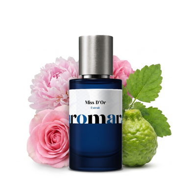 Miss D'Or 35% Extrait perfume by Aromara, inspired by Dior Miss Dior. Peony, citrus, rose, patchouli, soft musk. UK-made dupe, 7+ hour wear.
