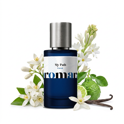My Path 35% Extrait perfume by Aromara, inspired by Armani My Way. Orange blossom, bergamot, tuberose, jasmine, vanilla, cedarwood, musk. UK-made dupe, 7+ hour wear.