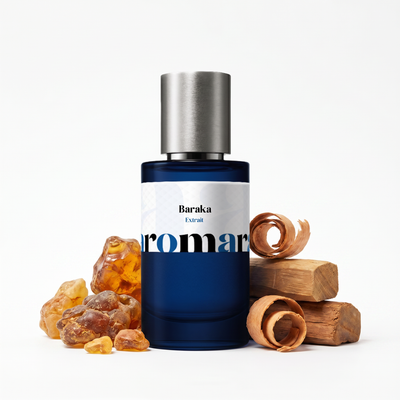 Baraka 35% Extrait perfume by Aromara, inspired by Initio Blessed Baraka. Amber, sandalwood, benzoin, warm woods, musk. UK-made dupe, 7+ hour wear.